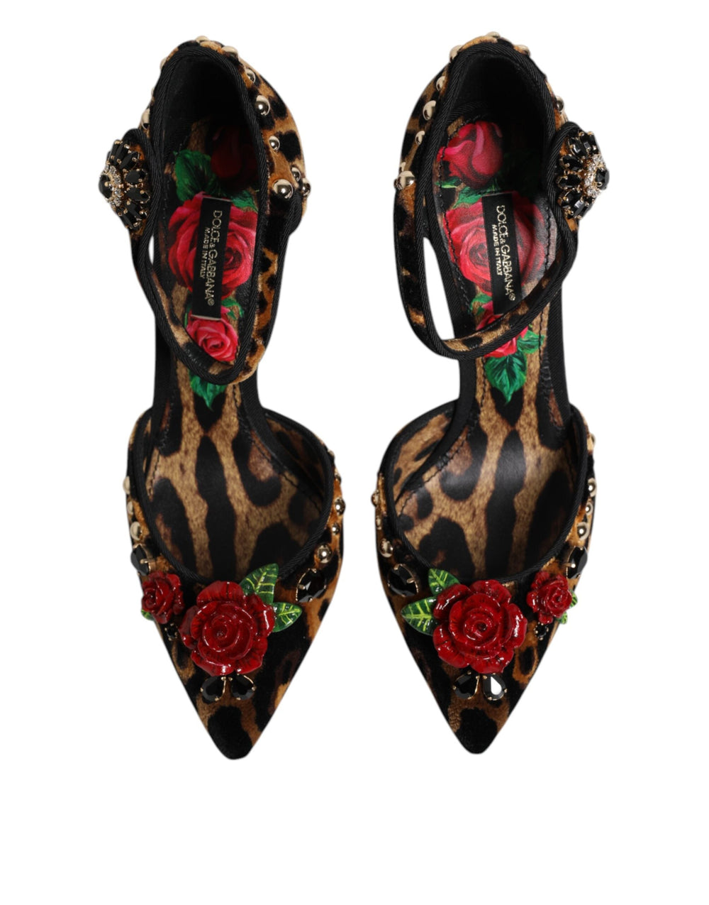 Women’s Dolce & Gabbana Brown Leopard Crystal Roses Pumps Shoes
