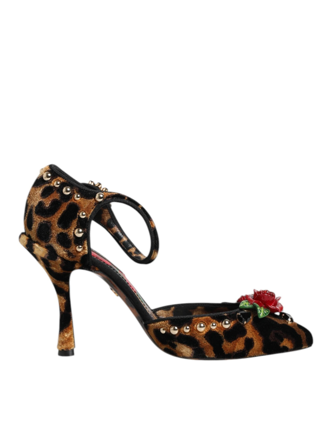 Women’s Dolce &amp; Gabbana Brown Leopard Crystal Roses Pumps Shoes