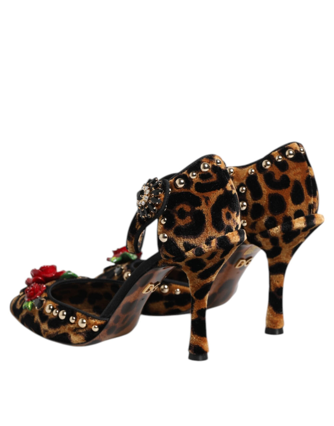 Women’s Dolce &amp; Gabbana Brown Leopard Crystal Roses Pumps Shoes