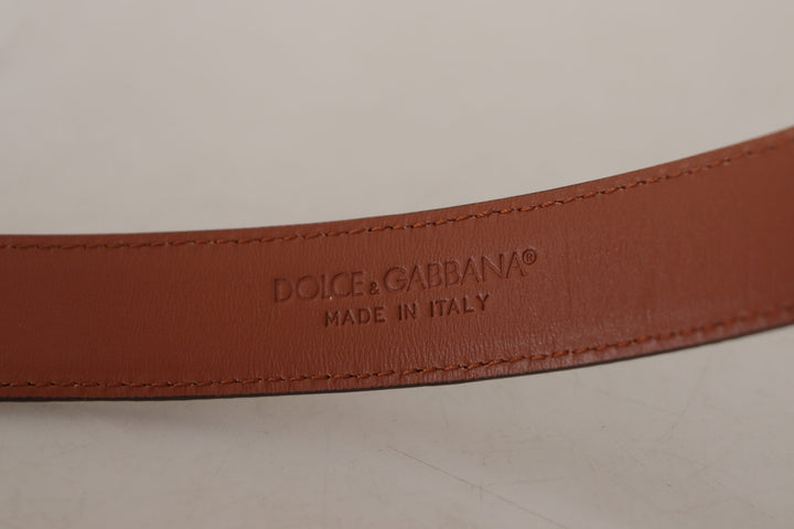 Women’s Dolce &amp; Gabbana Brown Leopard Embossed Leather Buckle Belt