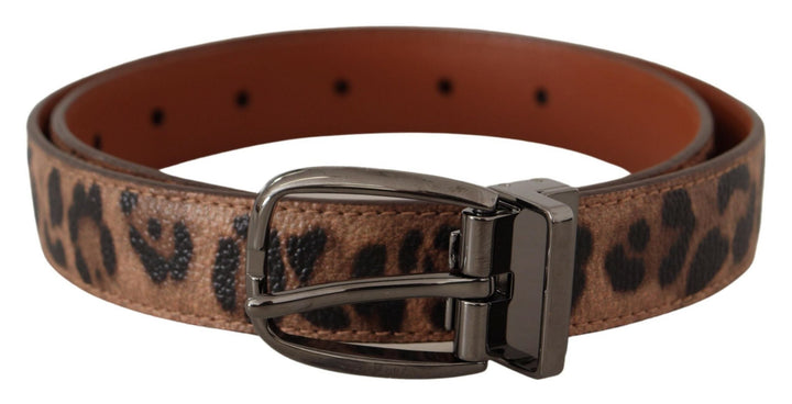 Women’s Dolce &amp; Gabbana Brown Leopard Embossed Leather Buckle Belt