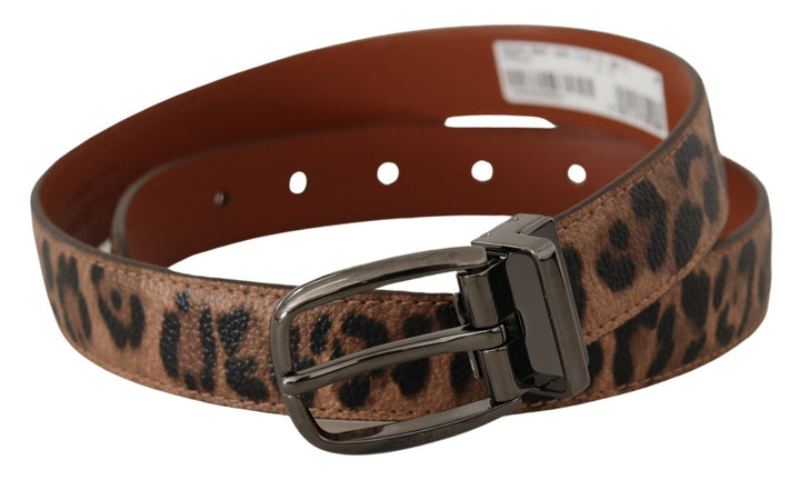 Women’s Dolce &amp; Gabbana Brown Leopard Embossed Leather Buckle Belt