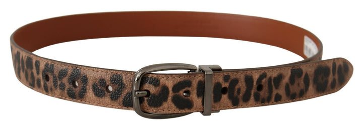 Women’s Dolce &amp; Gabbana Brown Leopard Embossed Leather Buckle Belt