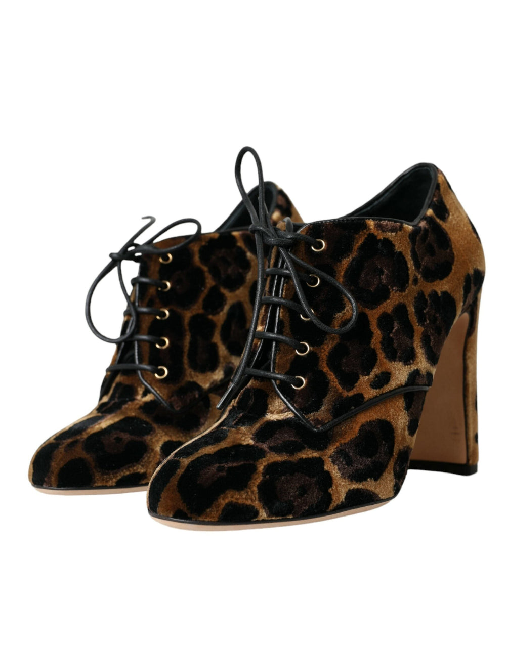 Women’s Dolce & Gabbana Brown Leopard Hair Lace Up Booties Shoes