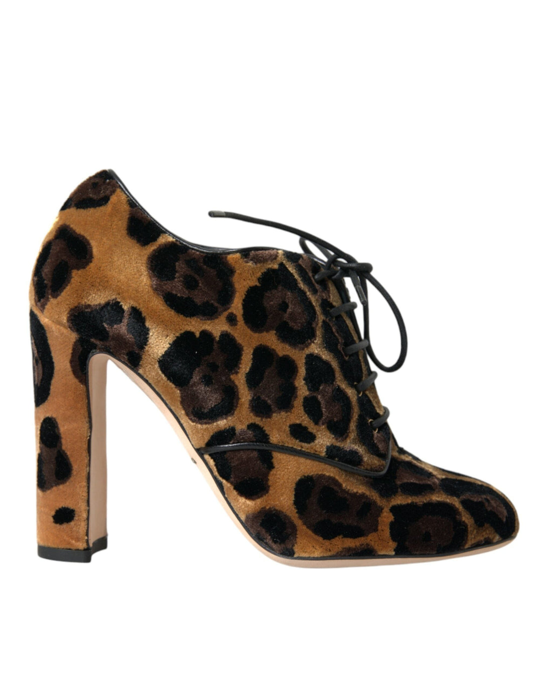 Women’s Dolce &amp; Gabbana Brown Leopard Hair Lace Up Booties Shoes