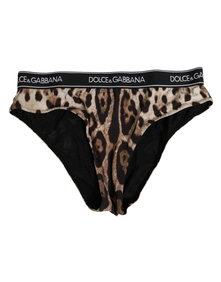 Women’s Dolce &amp; Gabbana Brown Leopard Nylon High Waist Panty Underwear