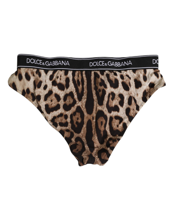 Women’s Dolce &amp; Gabbana Brown Leopard Nylon High Waist Panty Underwear