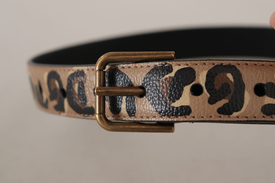 Women’s Dolce &amp; Gabbana Brown Leopard Print Vintage Metal Waist Buckle Belt