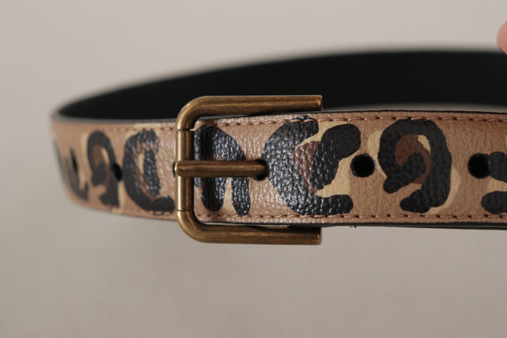 Women’s Dolce &amp; Gabbana Brown Leopard Print Vintage Metal Waist Buckle Belt