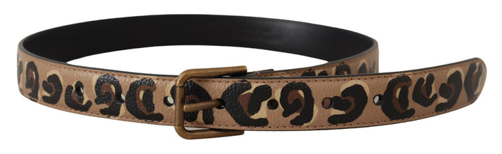 Women’s Dolce &amp; Gabbana Brown Leopard Print Vintage Metal Waist Buckle Belt
