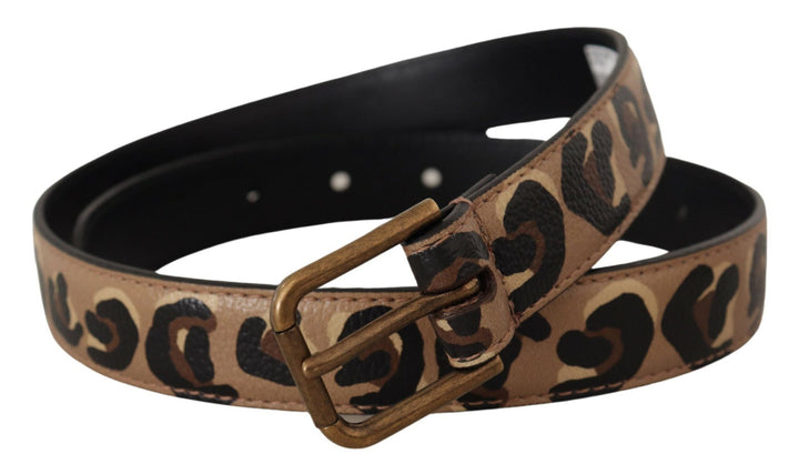 Women’s Dolce &amp; Gabbana Brown Leopard Print Vintage Metal Waist Buckle Belt
