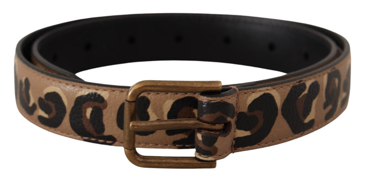 Women’s Dolce &amp; Gabbana Brown Leopard Print Vintage Metal Waist Buckle Belt