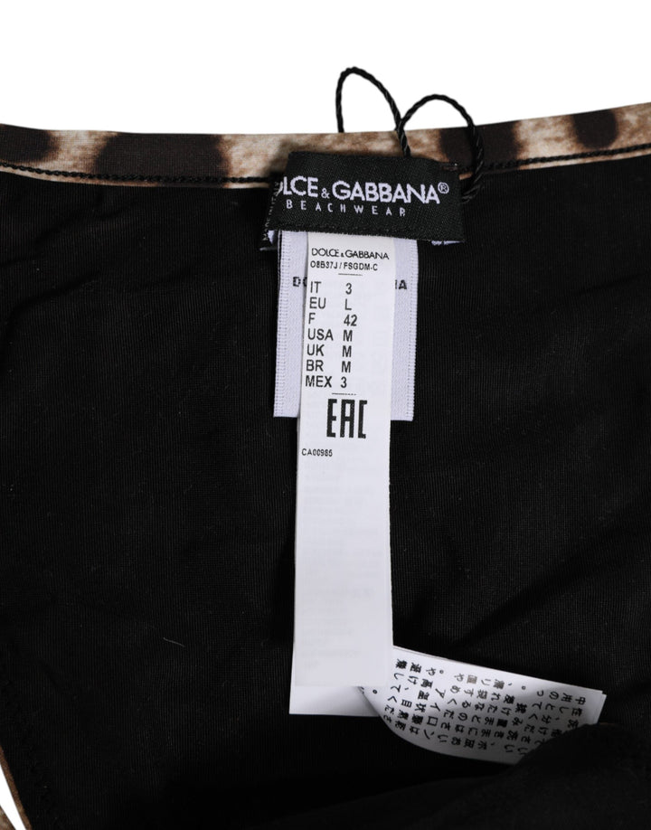 Women’s Dolce &amp; Gabbana Brown Leopard Triangle Tanga Panty Underwear
