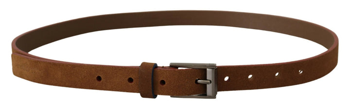 Women’s Dolce &amp; Gabbana Brown Logo Engraved Metal Waist Buckle Belt