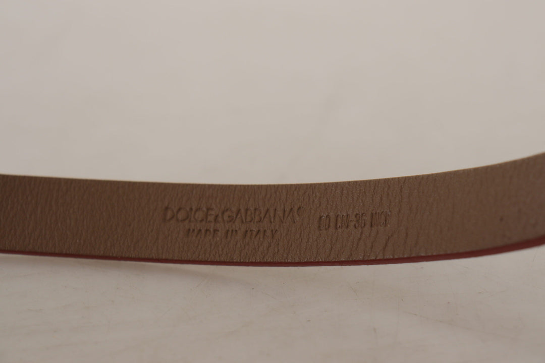 Women’s Dolce &amp; Gabbana Brown Logo Engraved Metal Waist Buckle Belt