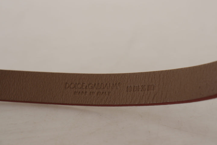 Women’s Dolce &amp; Gabbana Brown Logo Engraved Metal Waist Buckle Belt
