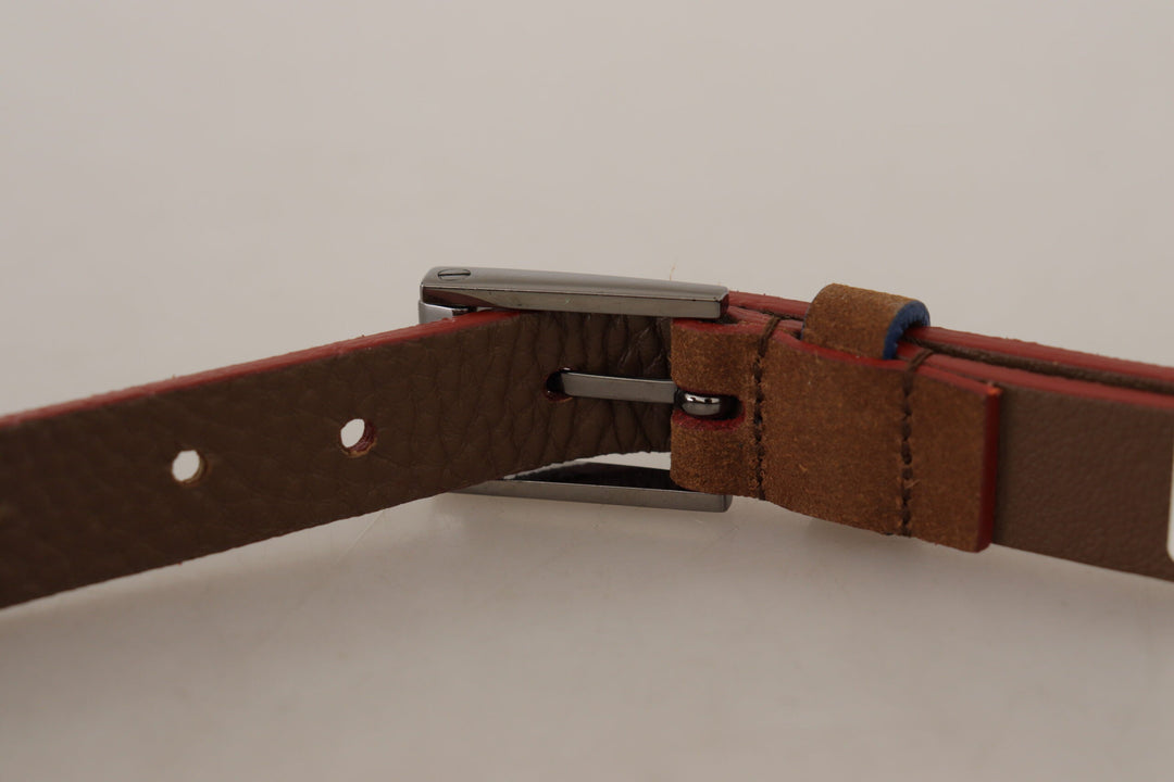Women’s Dolce &amp; Gabbana Brown Logo Engraved Metal Waist Buckle Belt