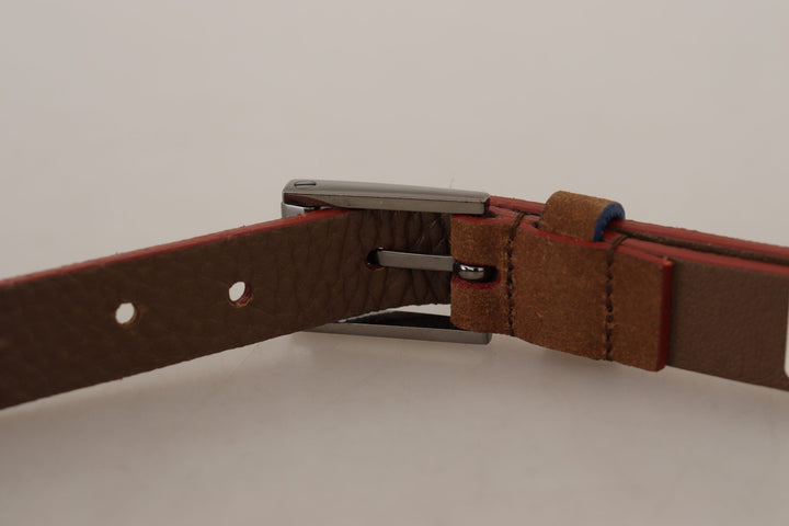 Women’s Dolce &amp; Gabbana Brown Logo Engraved Metal Waist Buckle Belt