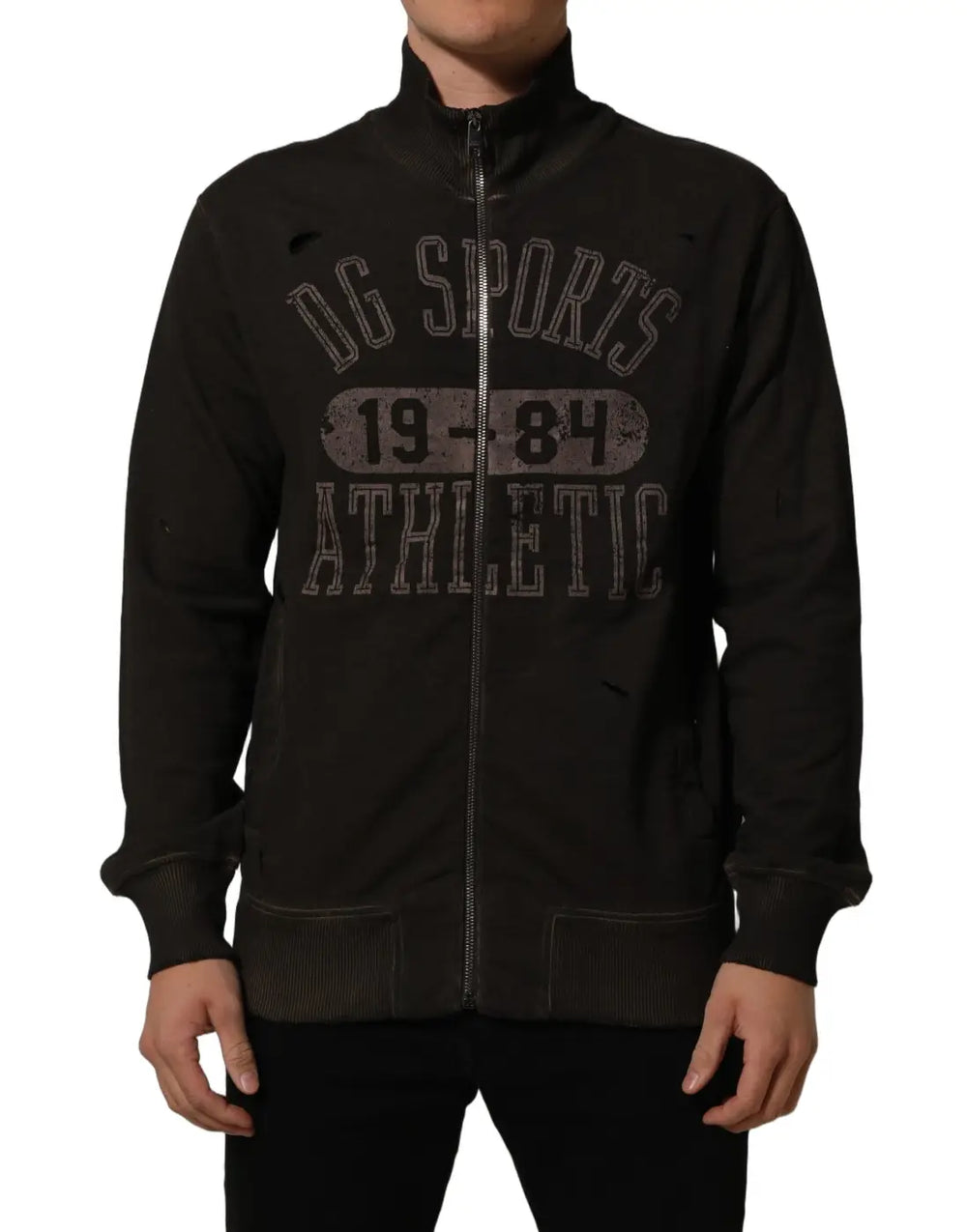 Women’s Dolce & Gabbana Brown Logo Print Full Zip Sweatshirt Sweater
