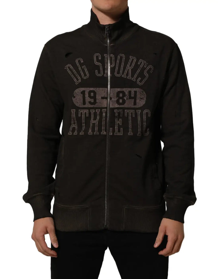 Women’s Dolce &amp; Gabbana Brown Logo Print Full Zip Sweatshirt Sweater
