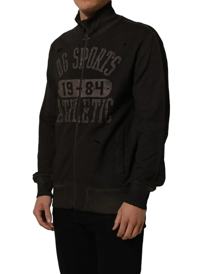 Women’s Dolce &amp; Gabbana Brown Logo Print Full Zip Sweatshirt Sweater