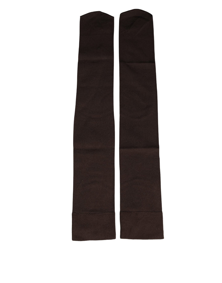Dolce &amp; Gabbana Brown Nylon Over Calf Long Women Accessory Socks