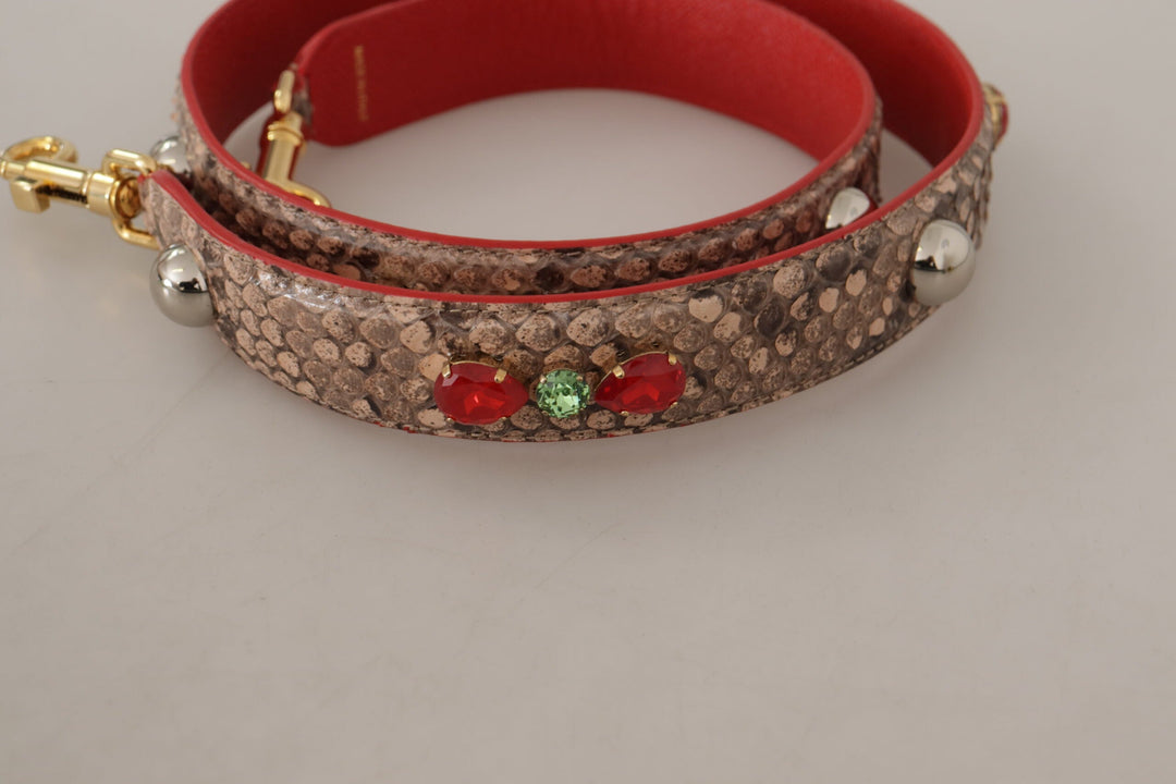 Women’s Dolce &amp; Gabbana Brown Python Leather Crystals Shoulder Strap