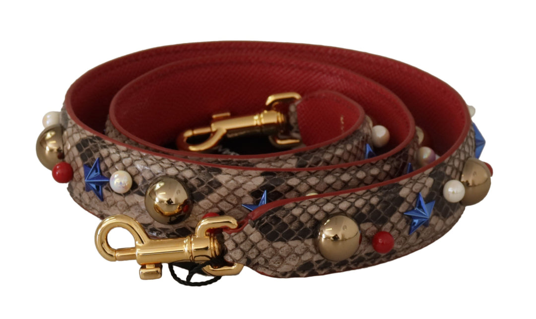 Women’s Dolce & Gabbana Brown Python Leather Studded Shoulder Strap