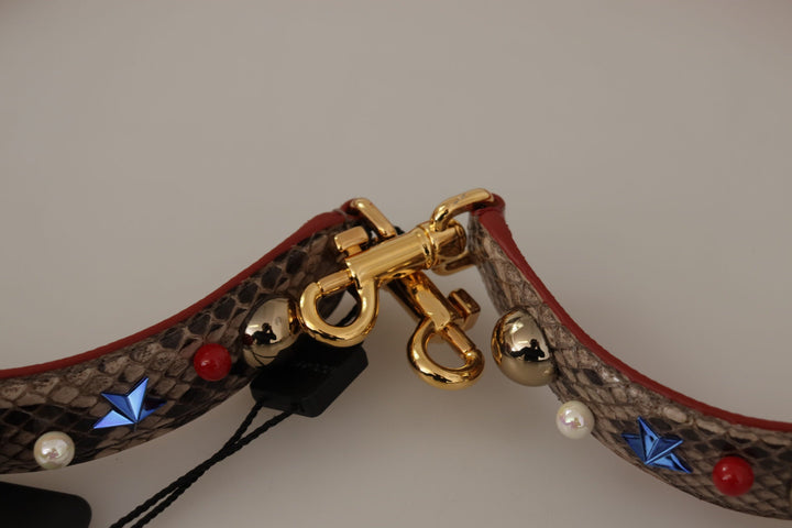 Women’s Dolce &amp; Gabbana Brown Python Leather Studded Shoulder Strap