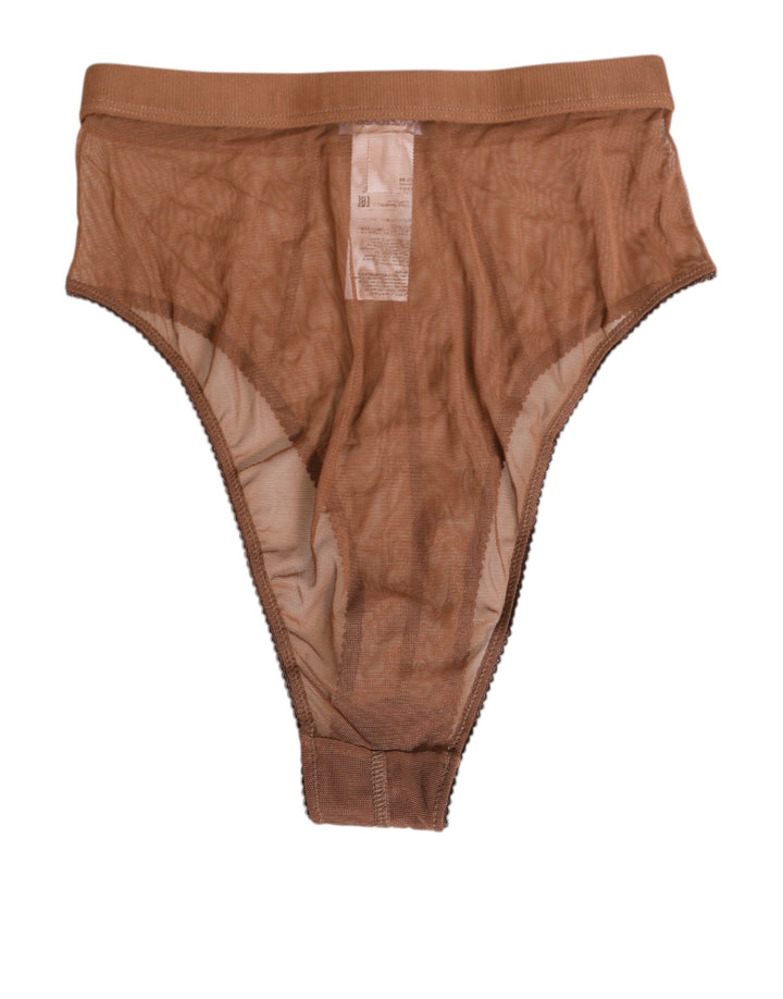 Women’s Dolce &amp; Gabbana Brown Sheer Mesh High Waist Briefs Underwear