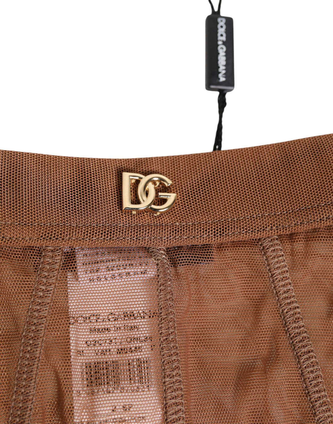 Women’s Dolce &amp; Gabbana Brown Sheer Mesh High Waist Briefs Underwear