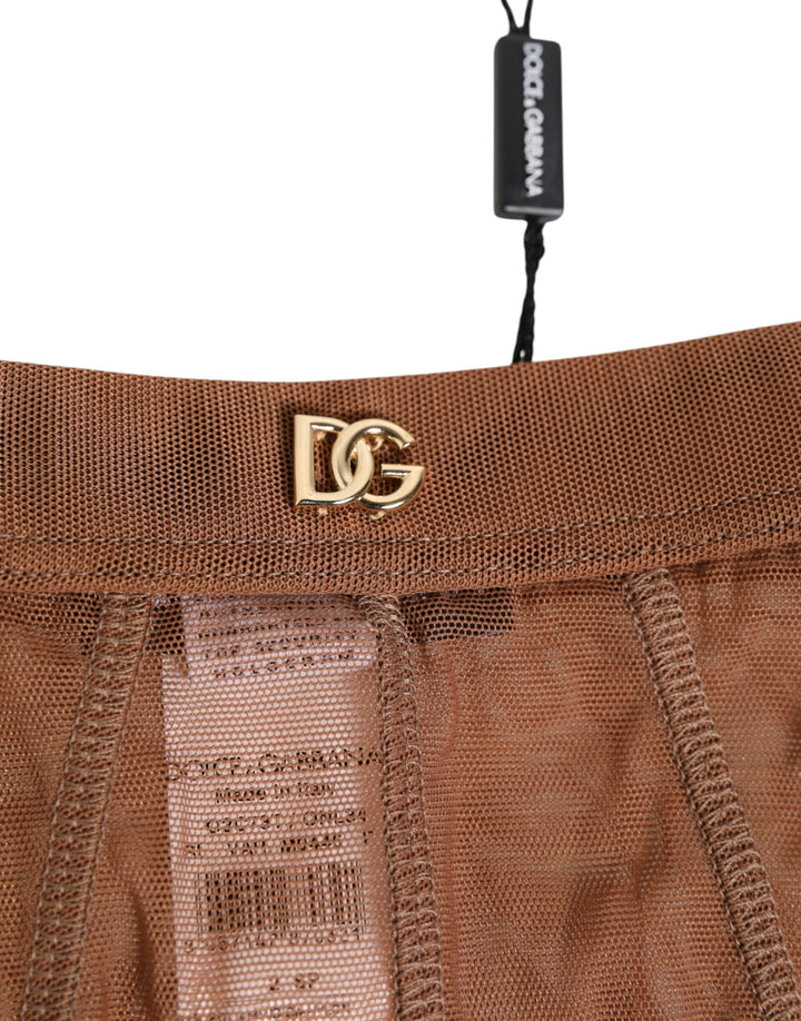 Women’s Dolce &amp; Gabbana Brown Sheer Mesh High Waist Briefs Underwear