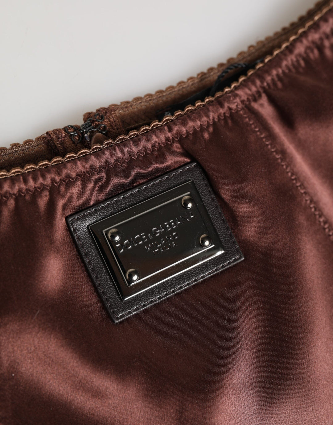 Women’s Dolce &amp; Gabbana Brown Silk Stretch High Waist Girdle Underwear
