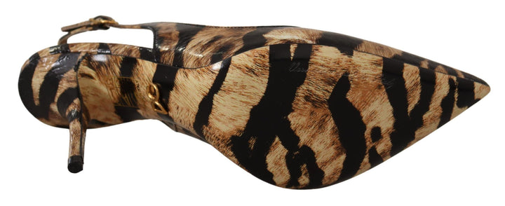 Women’s Dolce &amp; Gabbana Brown Slingbacks Leather Tiger Shoes