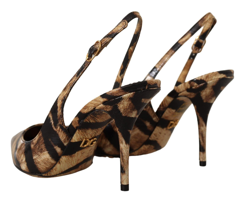 Women’s Dolce & Gabbana Brown Slingbacks Leather Tiger Shoes