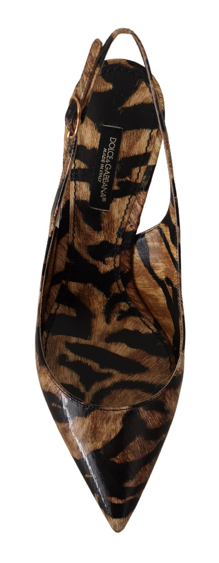 Women’s Dolce &amp; Gabbana Brown Slingbacks Leather Tiger Shoes