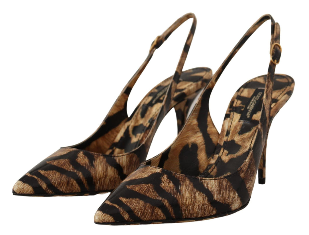 Women’s Dolce & Gabbana Brown Slingbacks Leather Tiger Shoes