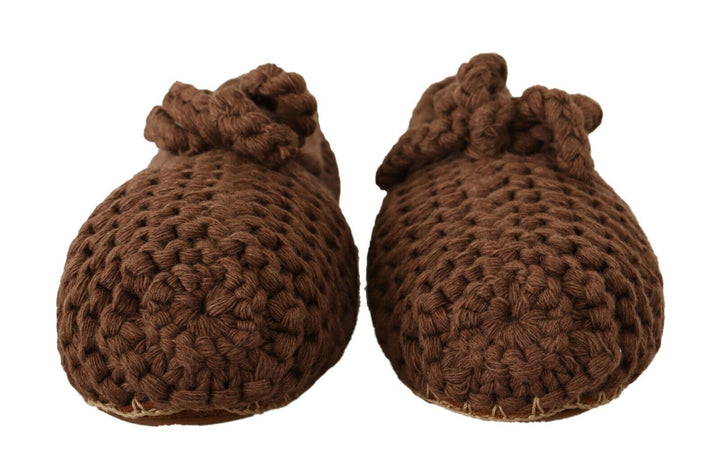 Women’s Dolce &amp; Gabbana Brown Slip on Ballerina Flats Wool Knit Shoes