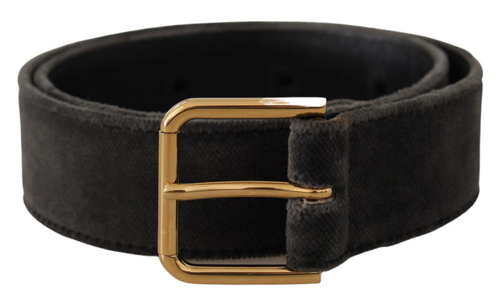 Women’s Dolce &amp; Gabbana Brown Velvet Gold Tone Logo Metal Waist Buckle Belt