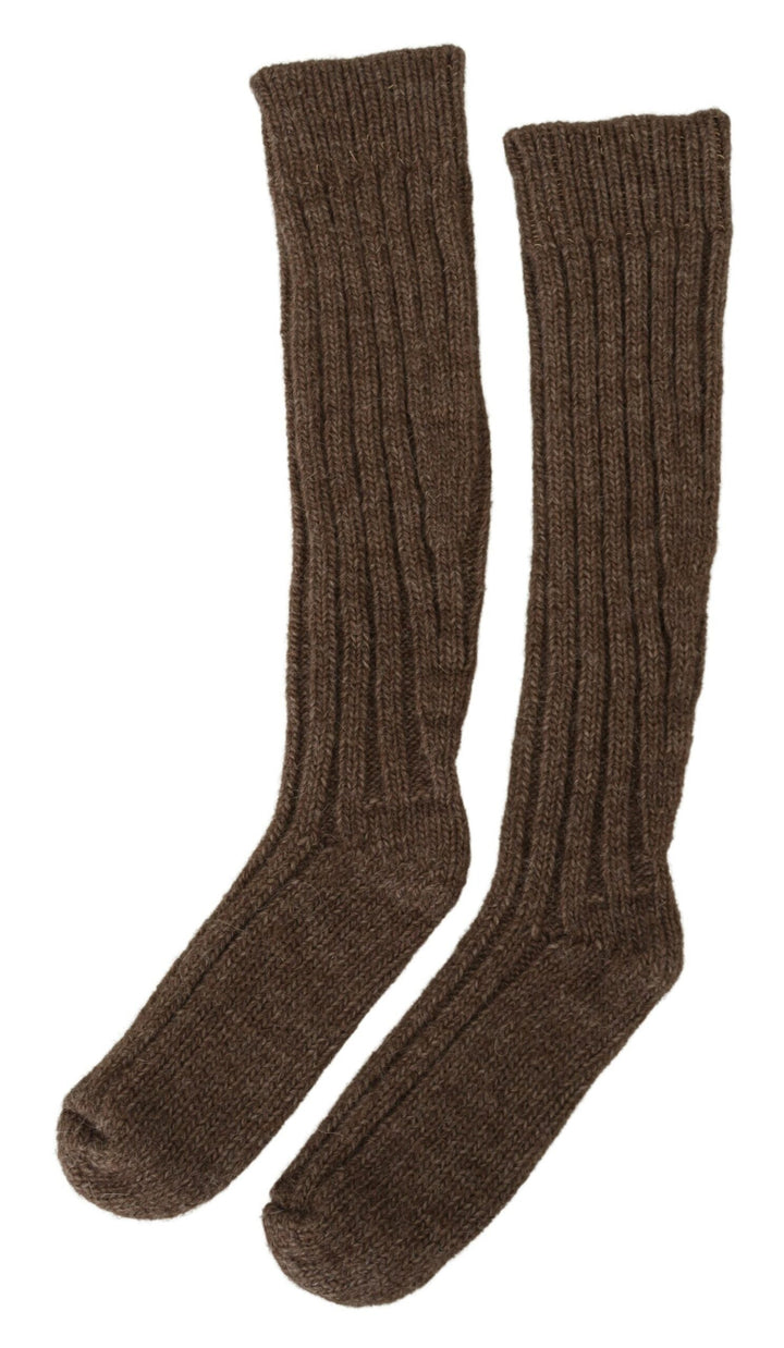 Women’s Dolce &amp; Gabbana Brown Wool Knit Calf Long Women Socks