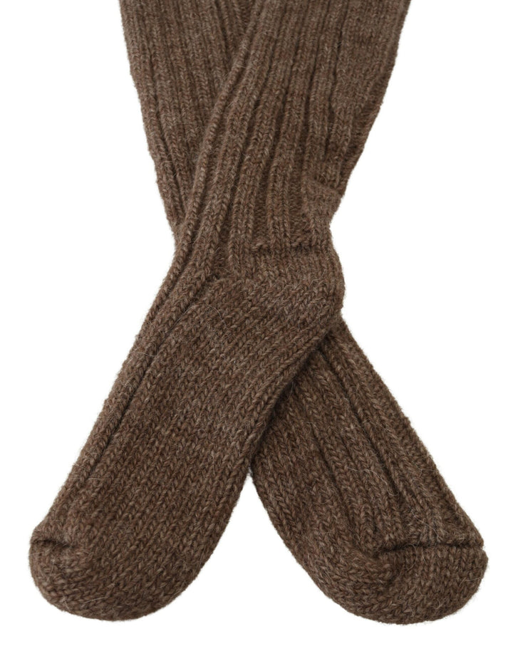 Women’s Dolce &amp; Gabbana Brown Wool Knit Calf Long Women Socks