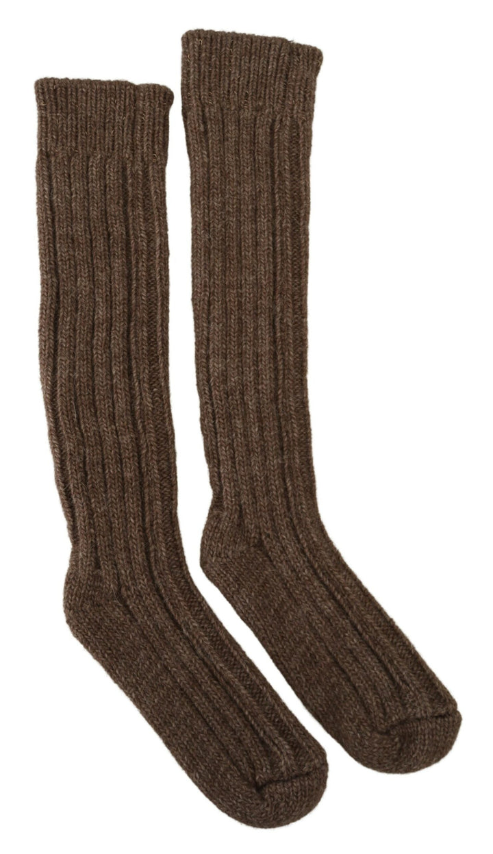 Women’s Dolce &amp; Gabbana Brown Wool Knit Calf Long Women Socks