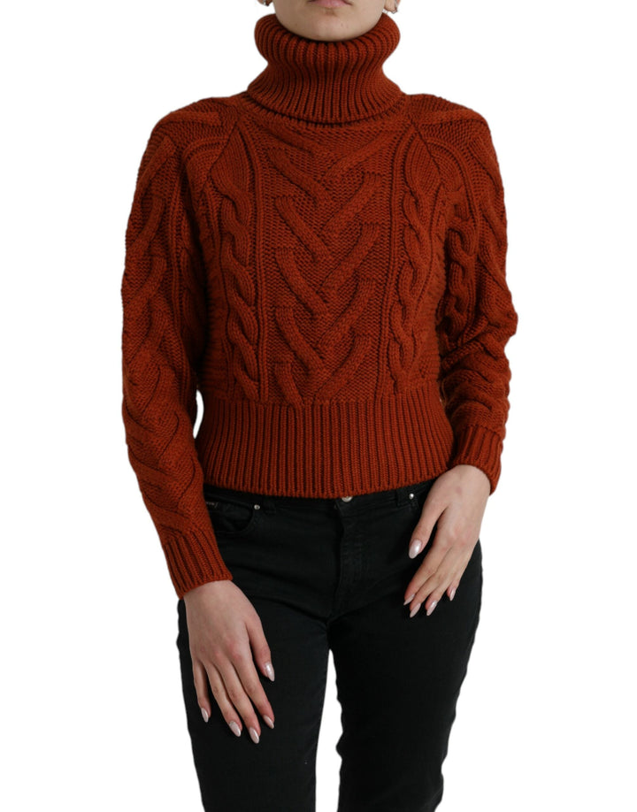 Women’s Dolce &amp; Gabbana Brown Wool Knit Turtleneck Pullover Sweater