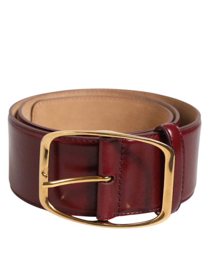 Women’s Dolce &amp; Gabbana Burgundy Leather Gold Metal Buckle Women Belt