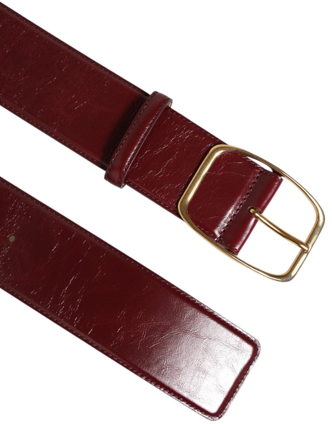 Women’s Dolce &amp; Gabbana Burgundy Leather Gold Metal Buckle Women Belt