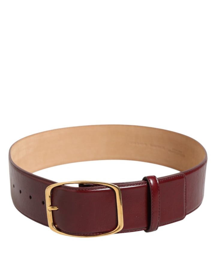 Women’s Dolce &amp; Gabbana Burgundy Leather Gold Metal Buckle Women Belt