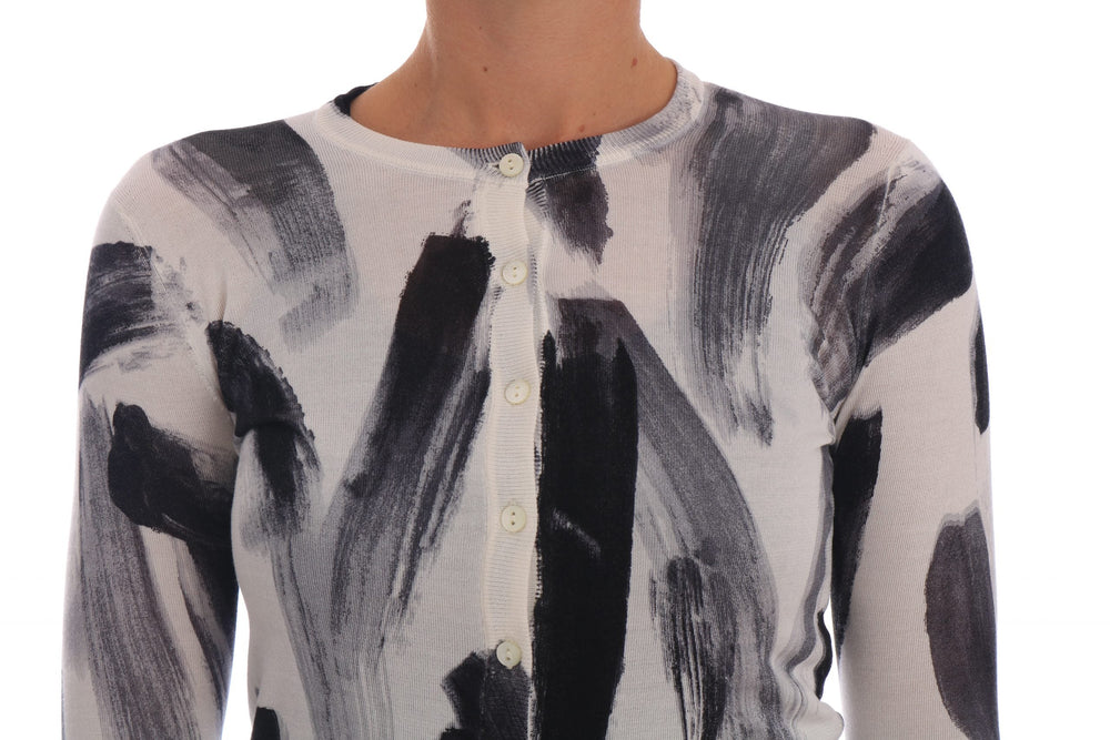 Women’s Dolce & Gabbana Cardigan Lightweight Silk Paint Stroke Sweater