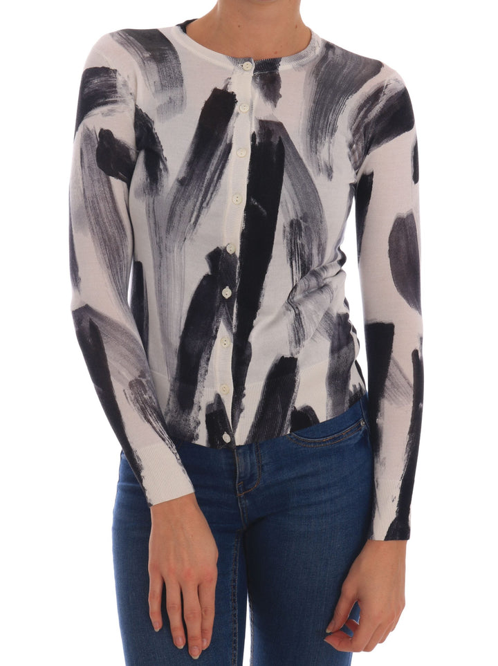 Women’s Dolce &amp; Gabbana Cardigan Lightweight Silk Paint Stroke Sweater
