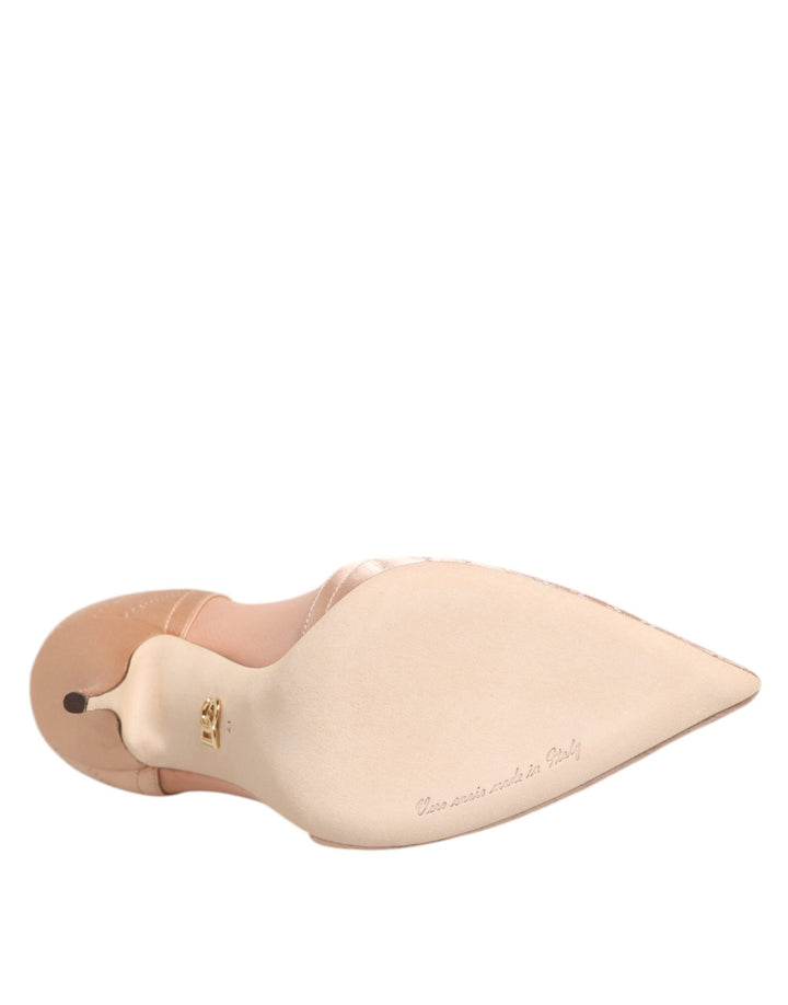 Women’s Dolce &amp; Gabbana Cipria Nude Satin Mesh Stiletto Pumps Shoes