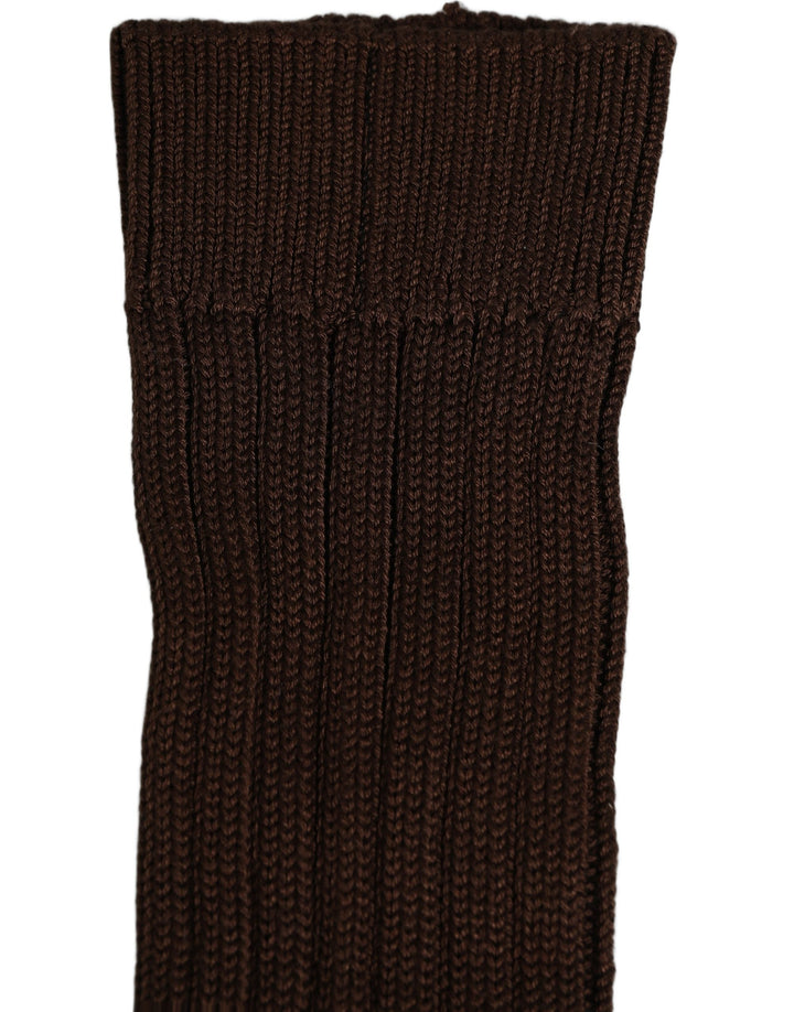 Women’s Dolce &amp; Gabbana Dark Brown Nylon Ribbed Over the Calf Socks